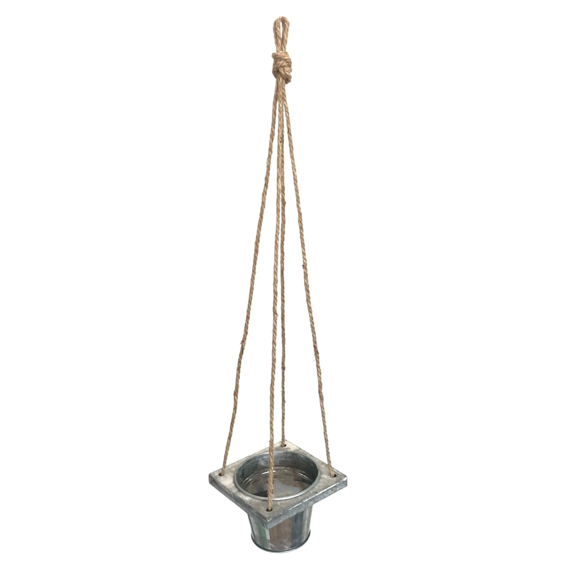 GASPER Hängeampel 60 cm – Übertopf aus Zink & Holz, 1 Topf